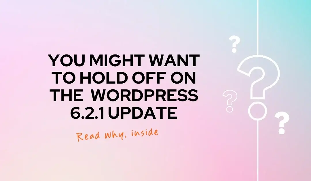 WEbsite HQ Recommends holding off on the WordPress 6.2.1 Update - temporarily
