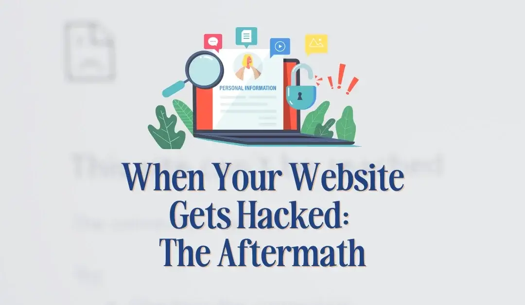 Hacked website icon with these that reads, "When Your Website Gets Hacked: The Aftermath"