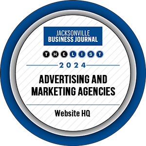 Jacksonville Business journal The List Website HQ is a top Advertising and Marketing Agency 2024 Badge