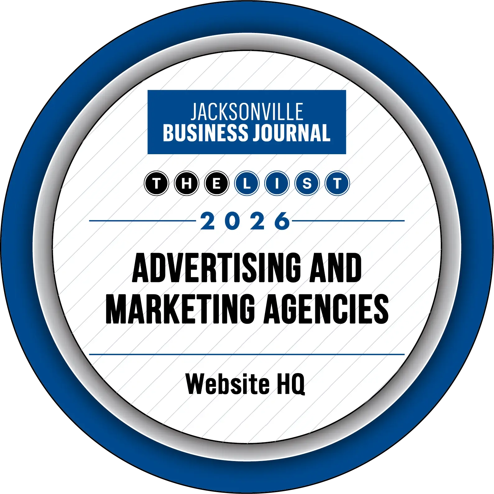 Jacksonville Business journal The List Website HQ is a top Advertising and Marketing Agency 2026 Badge