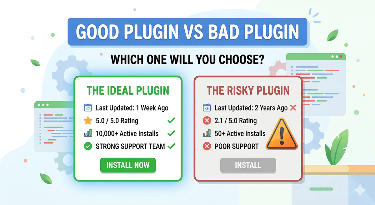 Good PLugin vs. Bad plugins infographic